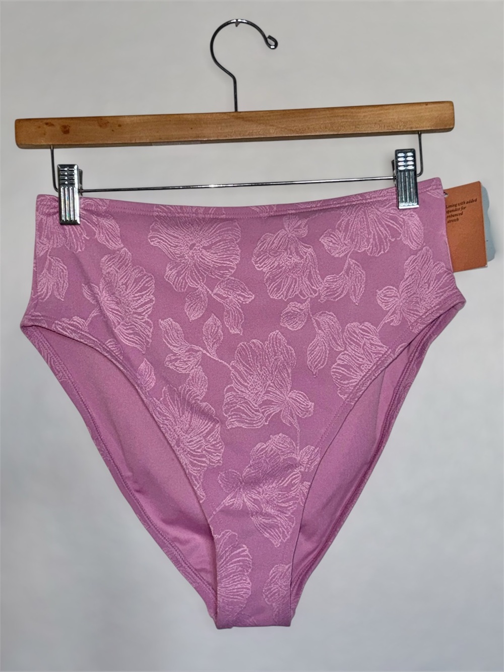 New Shade & Shore Purple Floral High-Waist High-Leg Cheeky Bikini Bottom Medium